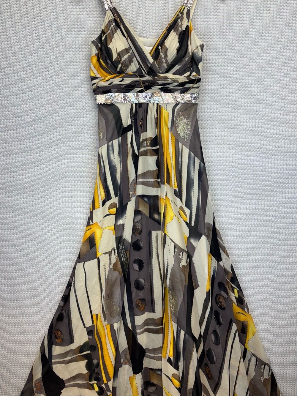 Vtg Y2K Nina Austin Dress Silk Maxi Cocktail Party Evening Prom Fairy Beaded 10